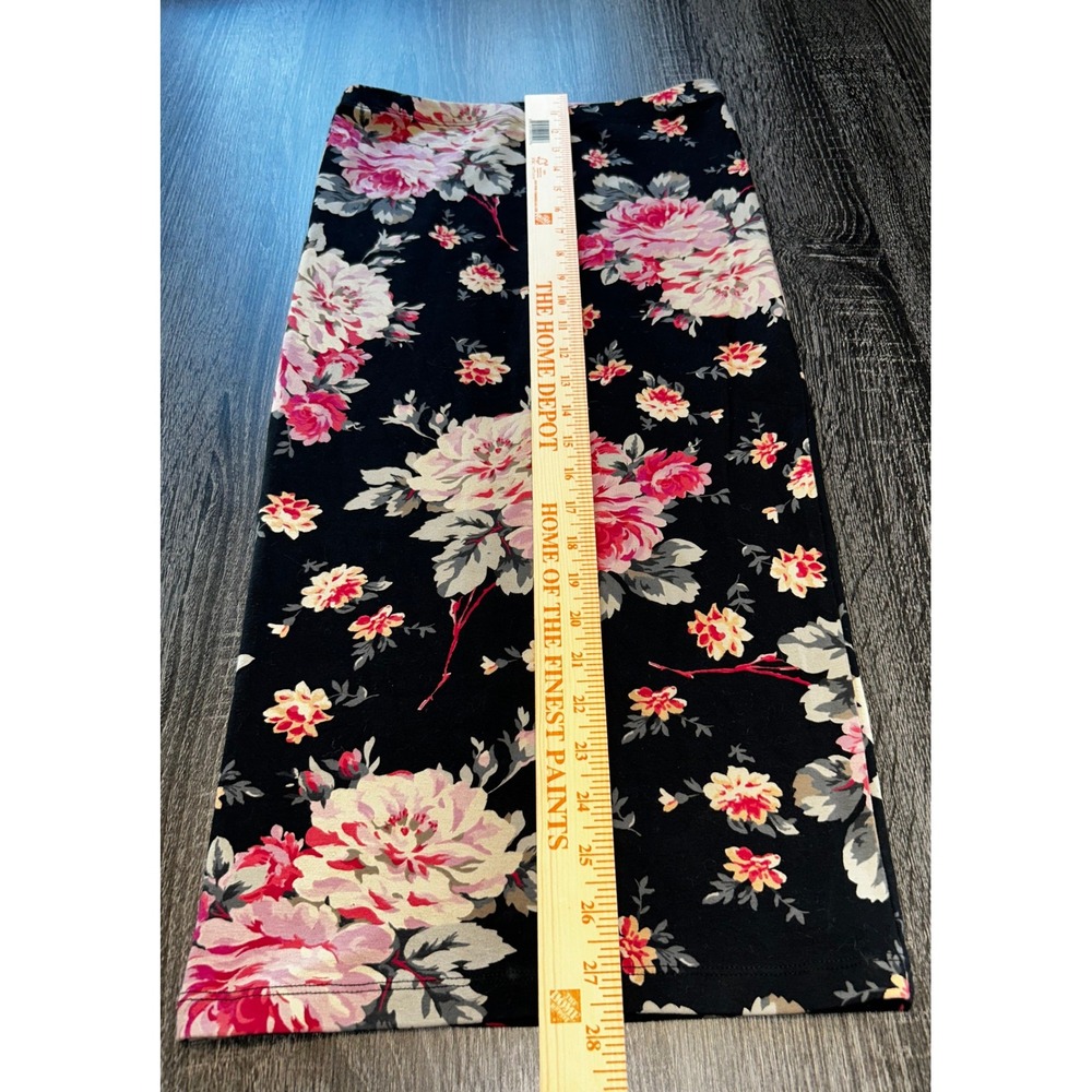 Express Womens XS Floral‎ Print Maxi Skirt Black Pink Casual Stretch - Picture 2 of 4